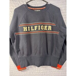 Tommy Hilfiger Sport Crewneck Sweatshirt Spell Out Logo Navy Size M